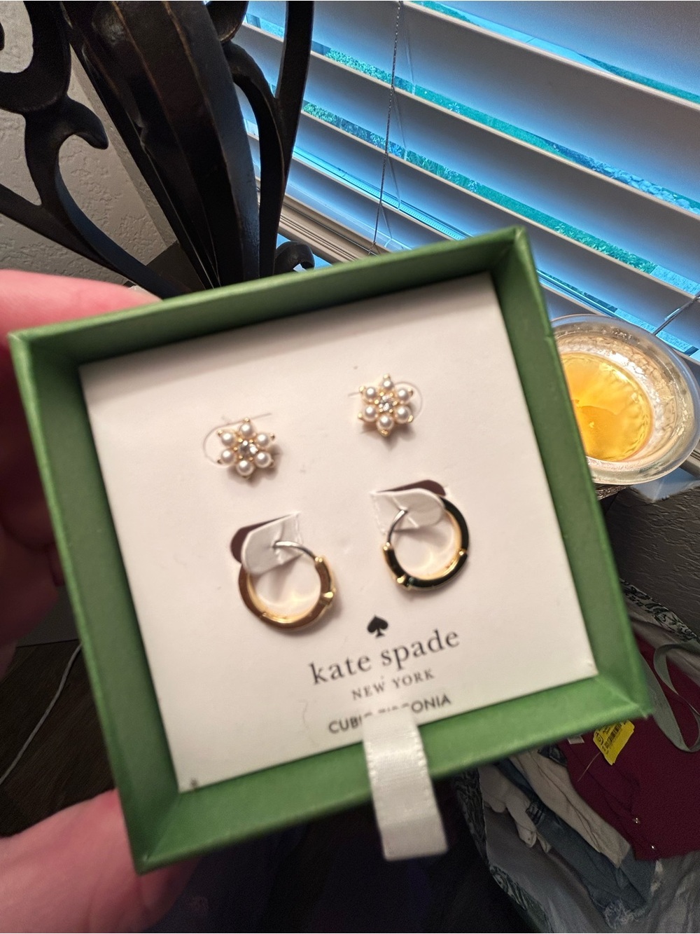 kate spade Gold Hoop and Pearl Cluster Stud Earring Set - Picture 2 of 2